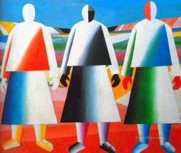 抽象的かつ装飾的 Painting - 野原の少女たち 1932年 カジミール・マレーヴィチ 要約